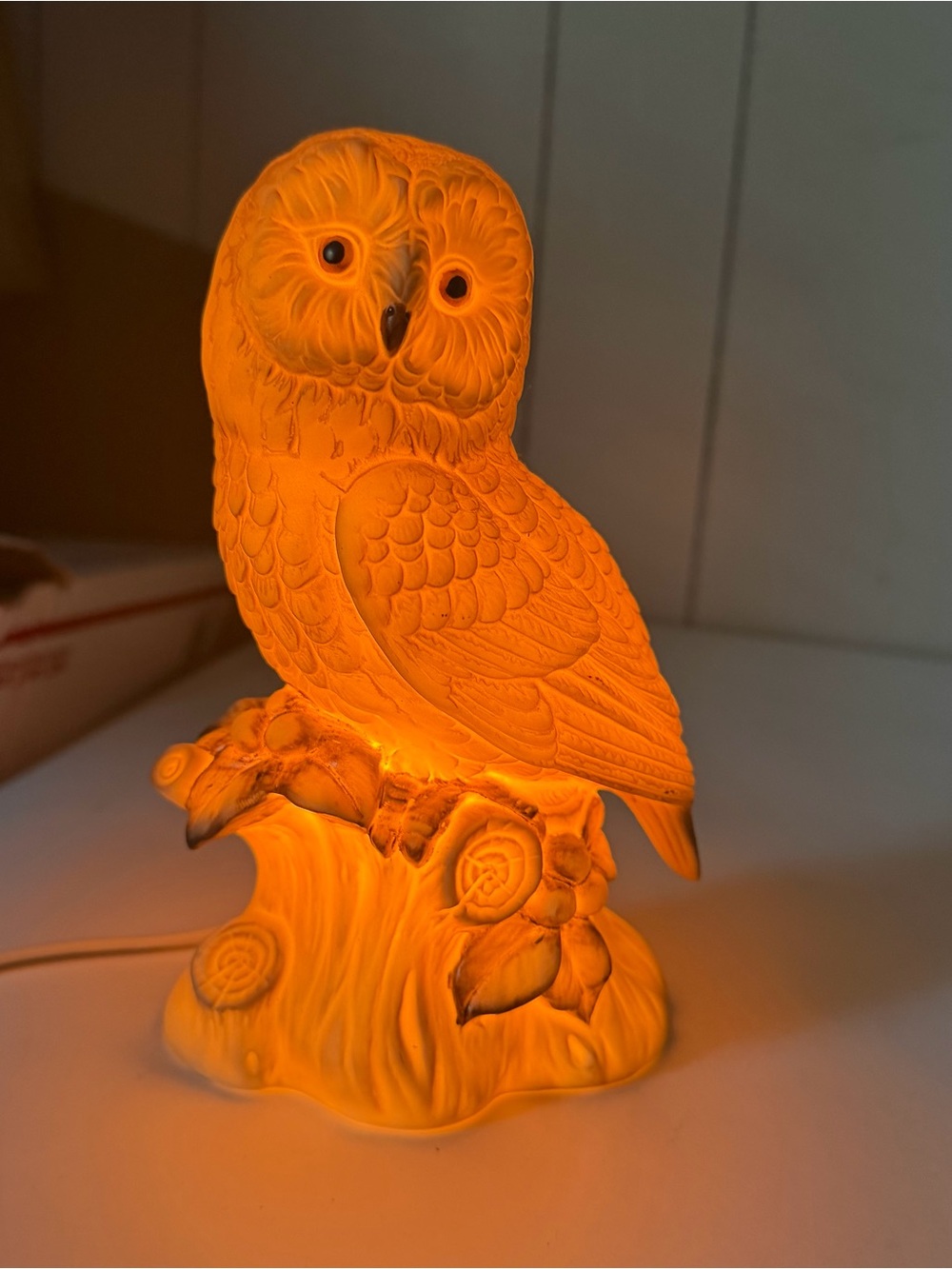 Mid Century Lund's Lites Owl Ceramic Figurine Bird Sculptures Night Light Statue - Picture 3 of 6